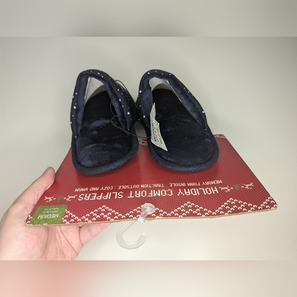 NEW Holiday Comfort Slippers - Navy - Medium - Mens (8-9) - Womens (9-10) - Picture 6 of 6